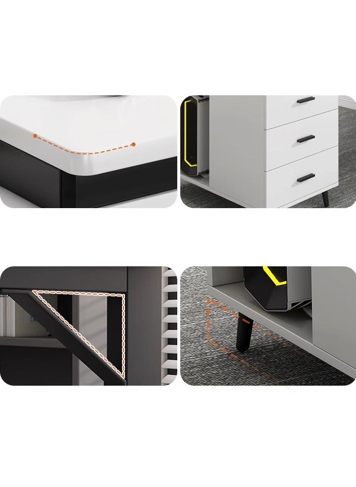 CityRiya-Long - Computer Desk, 120cm Gaming Desk, Home Office Computer Desk Table, Executive Desk, Simple Laptop PC Table, Large Office Workstation, White Home Office Computer Table, Work Writing Study Desk - Image 1
