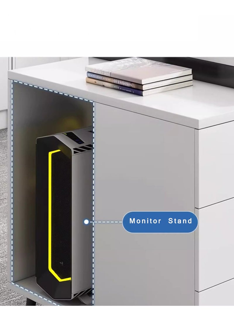 CityRiya-Long - Computer Desk, 120cm Gaming Desk, Home Office Computer Desk Table, Executive Desk, Simple Laptop PC Table, Large Office Workstation, White Home Office Computer Table, Work Writing Study Desk - Image 1