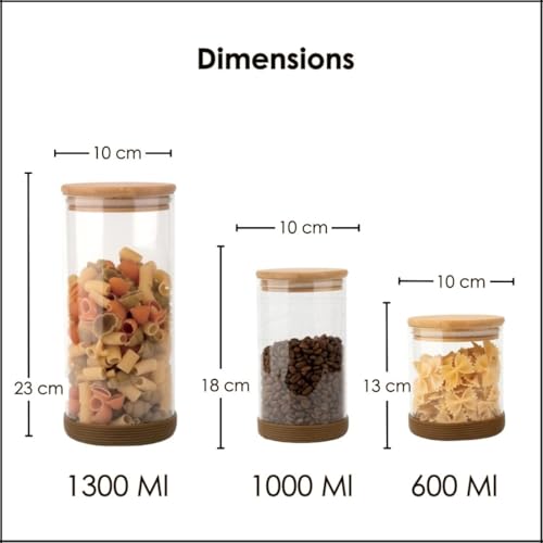 Femora glass jars with wooden lid glass jar set food storage containers Borosilicate glass jar Set/Suit for Sugar, Tea, and Other Dry food storage(1000 Ml Jar, 4 Pcs, Transparent) - Image 3