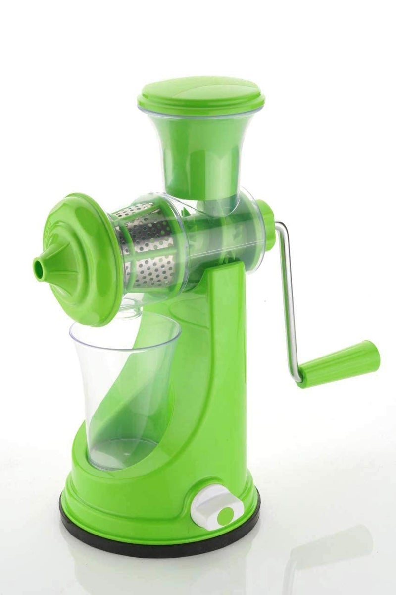Ship Exim Manual Fruit Juicer Plastic For Fruits Vegetables Hand Juicer with Steel Handle And Vacuum Locking System Plastic Juicer For Fruits Vegetables Shake Smoothies Green - Image 1