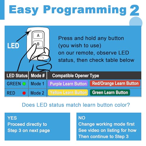 LAWOHO 2 Garage Door Opener Remote for LiftMaster Chamberlain Craftsman Garage Door Opener Remote 891LM 893LM 893Max 371LM 971LM 973LM Purple Red Orange Yellow Learn Button Garage Door Openers - Image 4