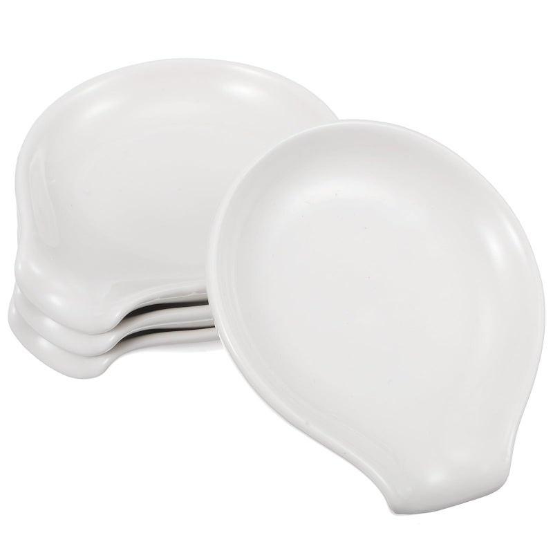 White Ceramic Spoon Holder Set Of 4 For Stove Top And Countertop Non Contact Utensil Rest - Image 2