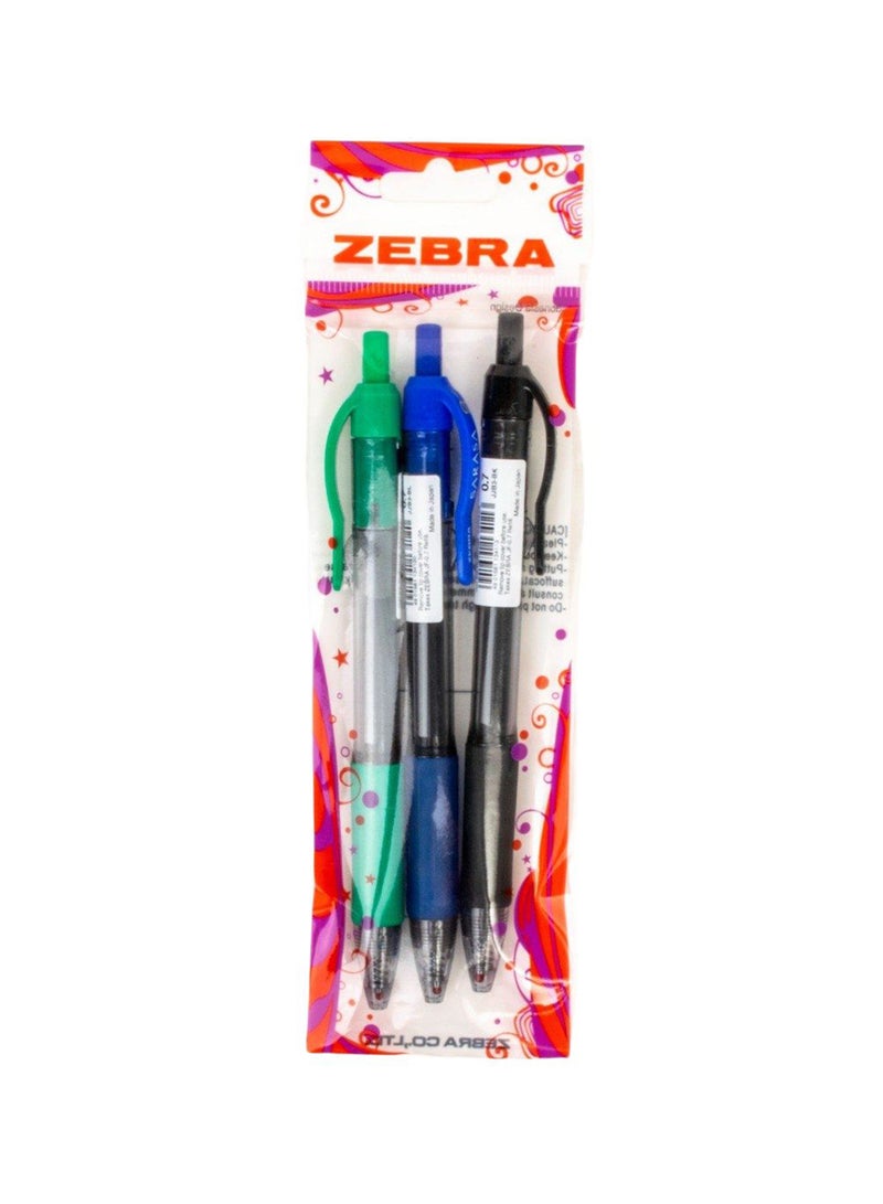 ZEBRA Sararsa Pen 0.7mm, for Writing , Sketching , Drawing , Note-Taking , Pack of 3 Colors  - Image 1