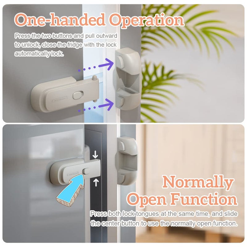 EUDEMON 1 Pack Updated Child Proof Refrigerator/Fridge/Freezer Door Lock Apply to Max 1"(25mm) Sealing Strip for Toddlers and Kids, no Tools Need or Drill (Grey) - Image 2