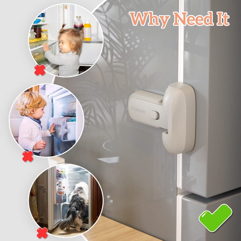 EUDEMON 1 Pack Updated Child Proof Refrigerator/Fridge/Freezer Door Lock Apply to Max 1"(25mm) Sealing Strip for Toddlers and Kids, no Tools Need or Drill (Grey) - Image 3