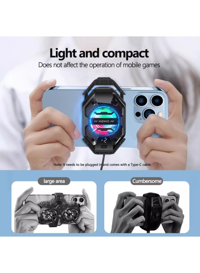 ميمو مبرد هاتف DL20 للألعاب، مروحة تبريد iPhone بقوة 27 وات مع مشتت حراري شبه موصل RGB LED، حافظة تبريد للهاتف الخلوي، لألعاب iPhone/Android، البث المباشر، درجة حرارة الهاتف الذكي AI - Image 5