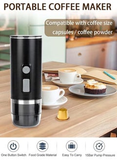 Generic Portable Espresso Maker, Electric Travel Coffee Machine Non-Heating Version Compatible with K Cup Capsules & Ground Coffee for Office Travel Camping Outdoors  - Image 2