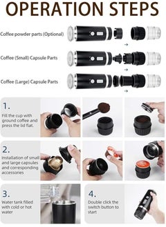 Generic Portable Espresso Maker, Electric Travel Coffee Machine Non-Heating Version Compatible with K Cup Capsules & Ground Coffee for Office Travel Camping Outdoors  - Image 5