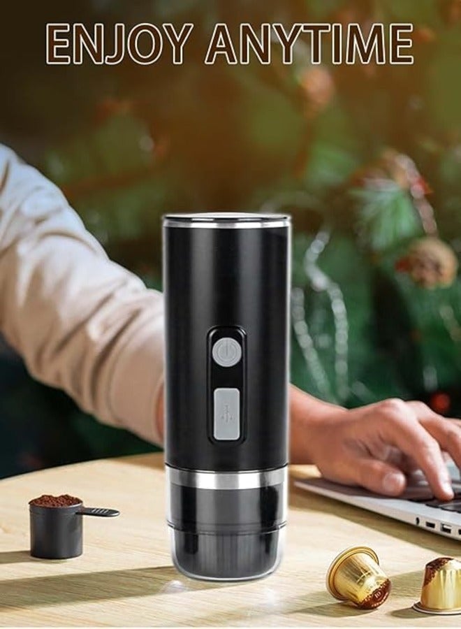 Portable Espresso Maker, Electric Travel Coffee Machine Non-Heating Version Compatible with K Cup Capsules & Ground Coffee for Office Travel Camping Outdoors