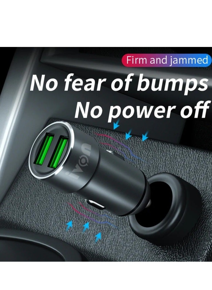 IVON CC38 2.4A Dual USB Car Charger + 1mWith Micro USB Cable Black Charge Data Cable Set - Image 2