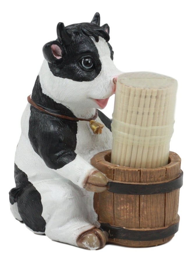 Ebros Gift Ebros Country Farm Bovine Cow With Bell Collar Holding A Wooden Barrel Decorative Toothpick Holder Statue With Toothpicks 4"Tall Starter Kit Cattle Animal Figurine Collectible Kitchen Decor - Image 5