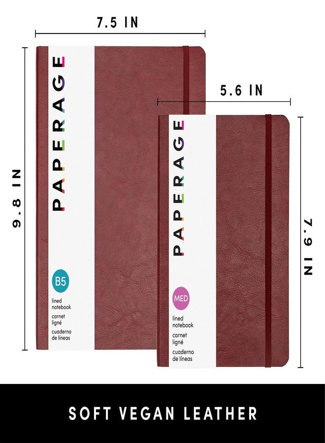 PAPERAGE Softcover Lined Journal Notebook (Burgundy), 176 Pages, Large B5 College Ruled Notebook, 7.5 inches x 9.8 inches - 100 GSM Premium Paper, Soft Vegan Leather Journal for Home, Work & School - Image 2