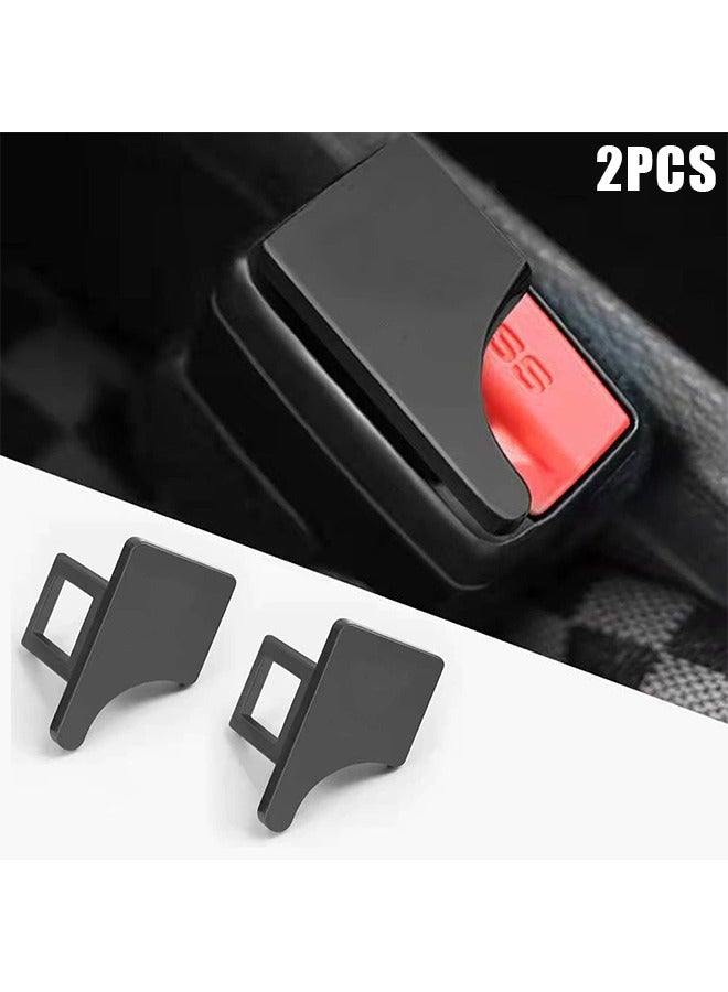 2pcs Hidden Car Seat Belt Clips, Car Metal Seat Belt Buckle Alarm (Black) - Image 1