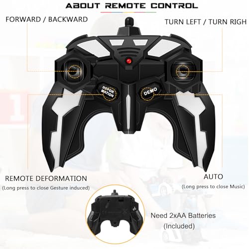 FIGROL Transformable Robot RC Car - 2.4Ghz 1:18 Scale Model Police Car with One Button Deformation - 360 Degree Rotation Drifting for Children - Image 4