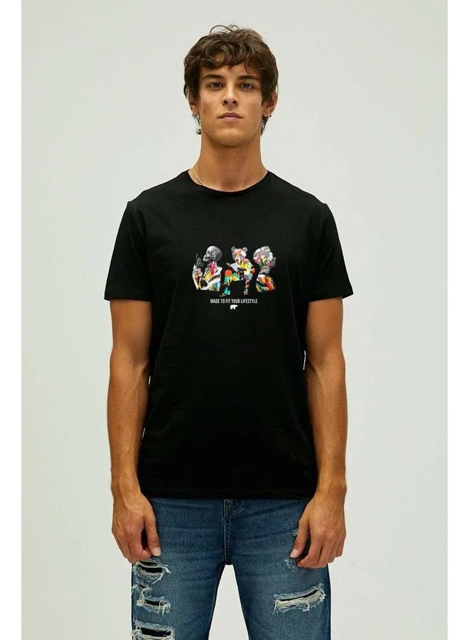 Bad Bear To Fit Black Men's Printed T-Shirt.