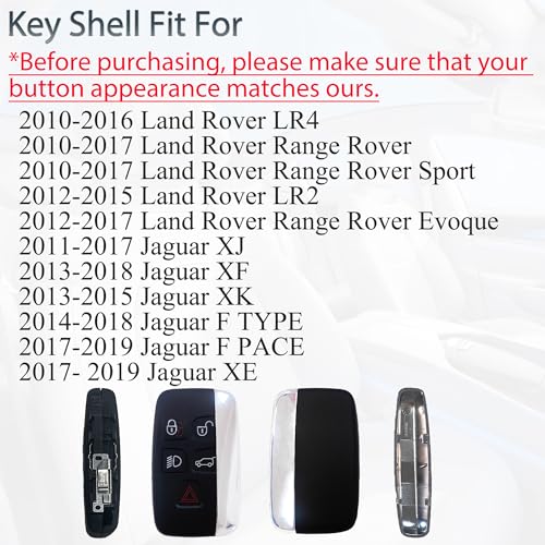 SUPALAND Key Fob Shell Case Replacement Fits for Land Rover Range Rover Sport Evoque LR4 LR2 Jaguar XJ XF XK F-Type F-PACE XE 2012 2013 2014 2015 2016 2017 2018 Keyless Entry Remote Control 5 Button - Image 2