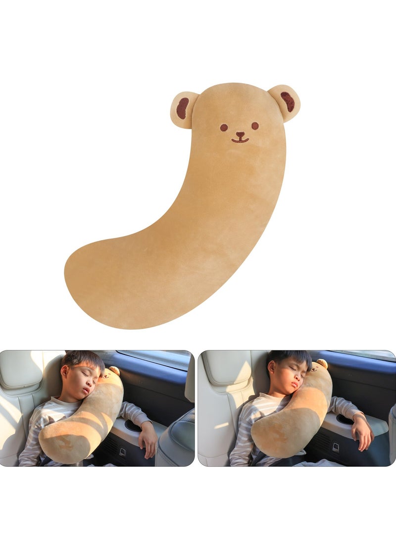 Kids Seat Belt Covers, Soft Travel Pillow for Toddlers, Provides Head and Neck Support, Comfortable Cushion, Brown Color - Image 1