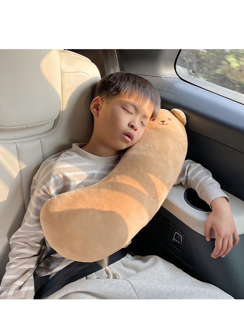 Kids Seat Belt Covers, Soft Travel Pillow for Toddlers, Provides Head and Neck Support, Comfortable Cushion, Brown Color - Image 5