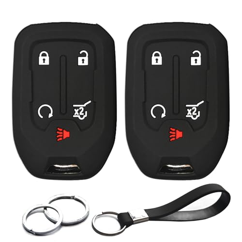 INFIPAR 2pcs Compatible with GMC Acadia Terrain Sierra 1500 Limited 2500 3500 HD Yukon XL Chevrolet Suburban Tahoe Silverado 1500 LD 2500 3500 HD Key Fob Cover Case Key Chain Protector Holder - Image 1