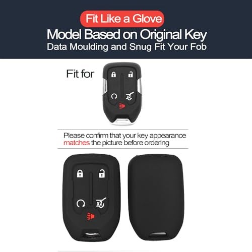 INFIPAR 2pcs Compatible with GMC Acadia Terrain Sierra 1500 Limited 2500 3500 HD Yukon XL Chevrolet Suburban Tahoe Silverado 1500 LD 2500 3500 HD Key Fob Cover Case Key Chain Protector Holder - Image 3