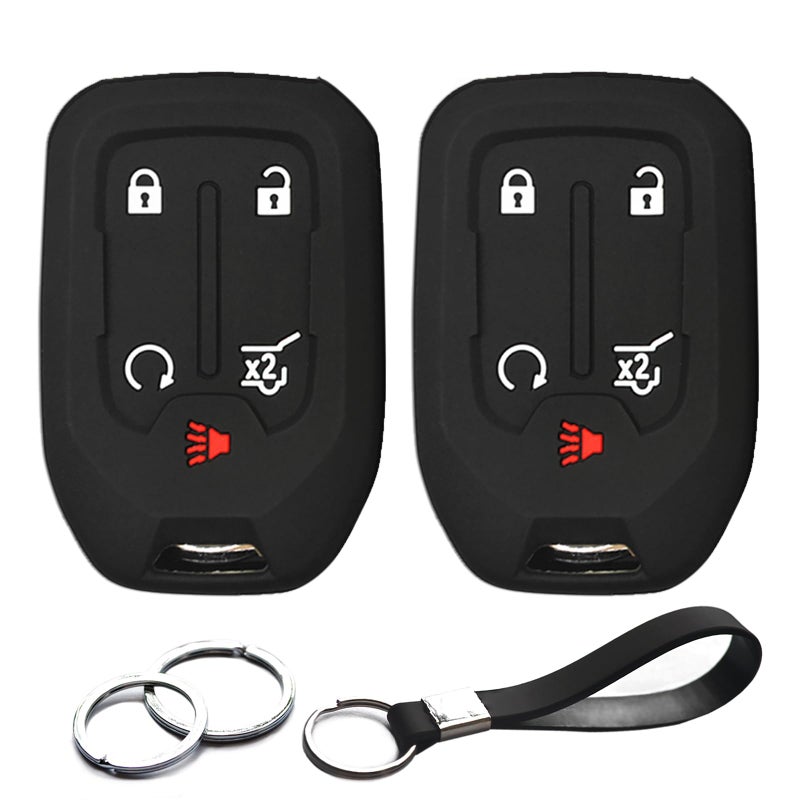 INFIPAR 2pcs Compatible with GMC Acadia Terrain Sierra 1500 Limited 2500 3500 HD Yukon XL Chevrolet Suburban Tahoe Silverado 1500 LD 2500 3500 HD Key Fob Cover Case Key Chain Protector Holder - Image 2