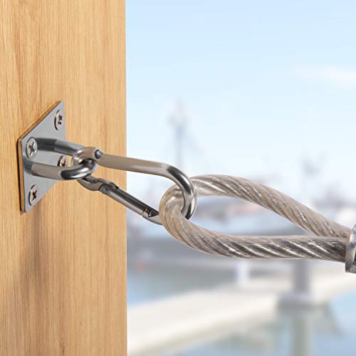 PAMAZY 2PCS M8 Premium Heavy Duty Square Stainless Steel Pad Eye Hook + 2PCS Snap Hooks and 8PCS Screws With 8PCS Plastic Expansion Tube, Ceiling Hook for Outdoor Indoor Activity - Image 5