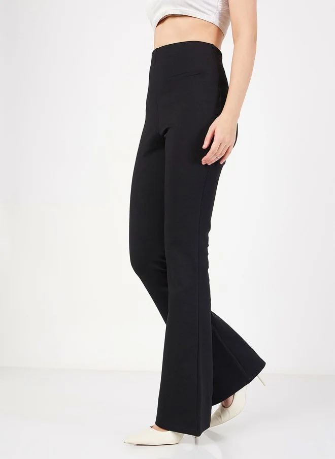 ساسافراس Black Slim Fit Bootcut Trousers for Women