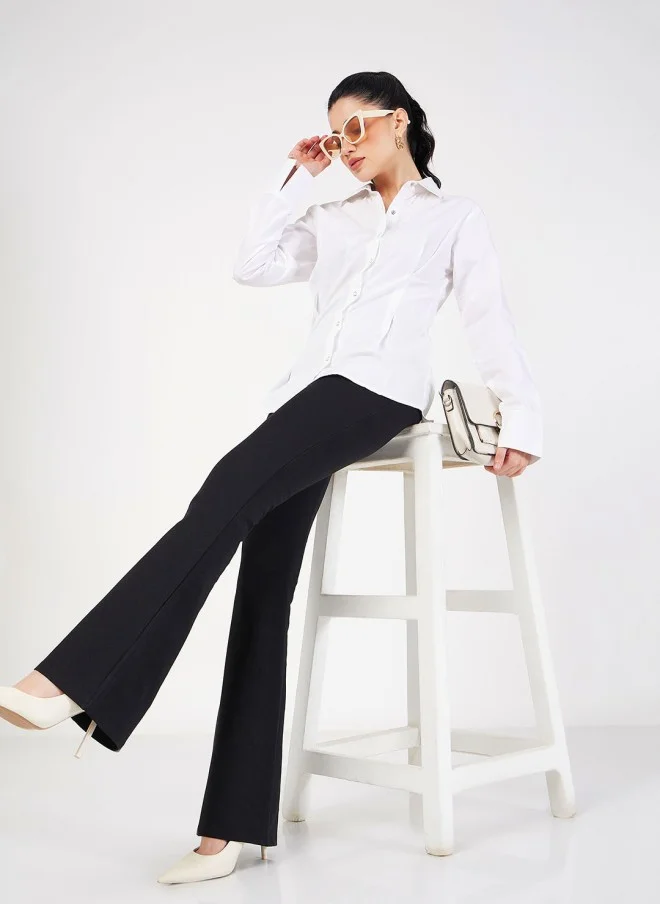 ساسافراس Black Slim Fit Bootcut Trousers for Women
