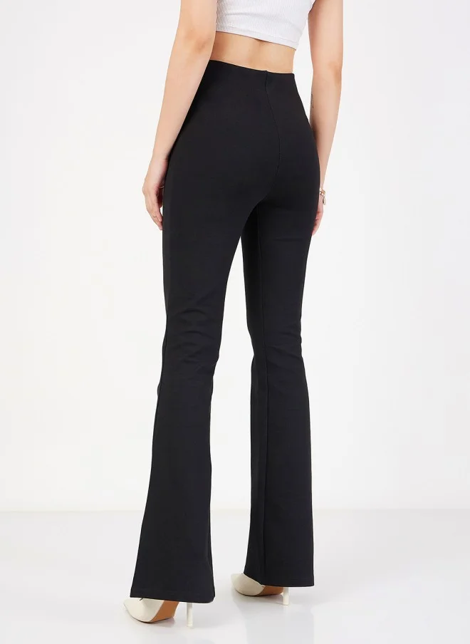 ساسافراس Black Slim Fit Bootcut Trousers for Women