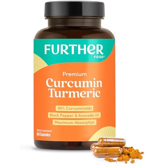 Further Food Premium Curcumin Turmeric Capsules 500mg – Organic, High Potency with Black Pepper & Avocado Oil - Image 1