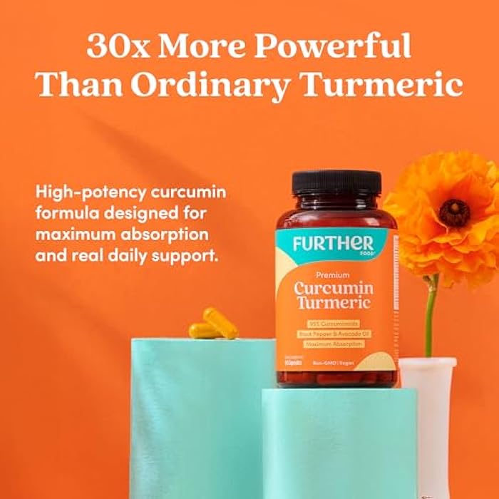 Further Food Premium Curcumin Turmeric Capsules 500mg – Organic, High Potency with Black Pepper & Avocado Oil - Image 3