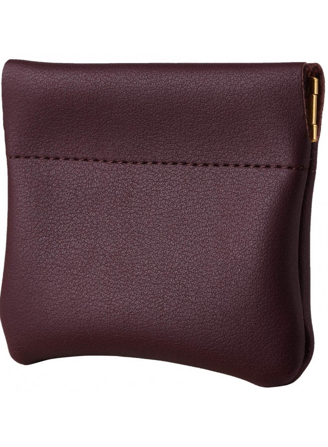 Travelambo Travelambo Leather Squeeze Coin Purse Pouch Change Holder For Men & Women 2 pcs set (Wine Red)  - Image 3