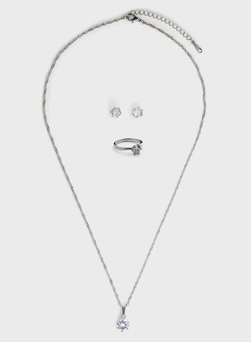 Ella Limited Edition Cz  Pendant Necklace ,Earrings & Ring Set