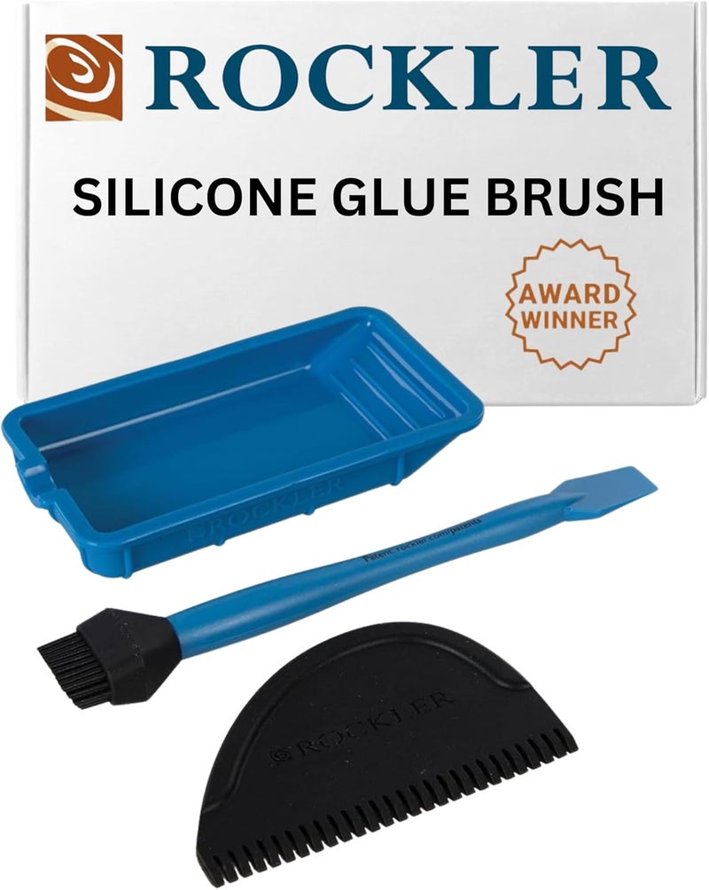 ROCKLER Silicone Glue Applicator Kit (3 Piece) - Glue Applicator Set Includes Glue Brush, Glue Tray, & Glue Spreader – Rinse Woodworking Glue Applicator Kit w/Water - Not Safe for Food Use - Image 1