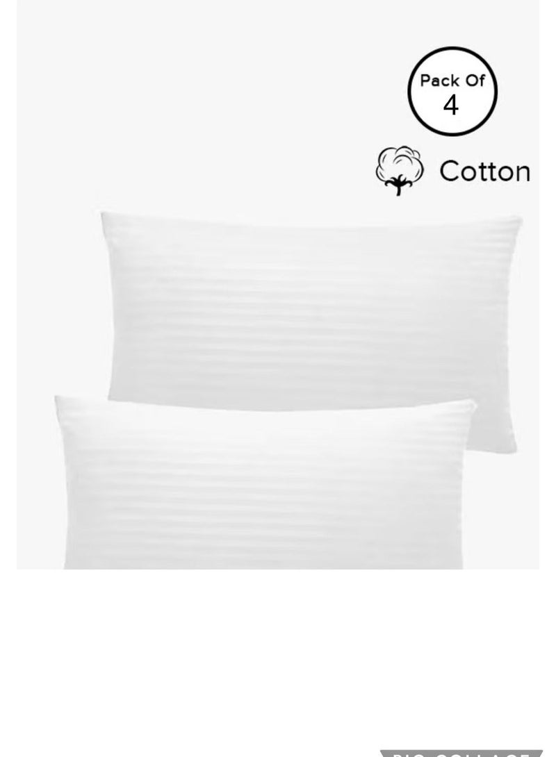 MYK 4-Piece Stripe Hotel Pillow Cotton White Bed Pillows for Sleeping Queen Size 4 Pack - Image 1
