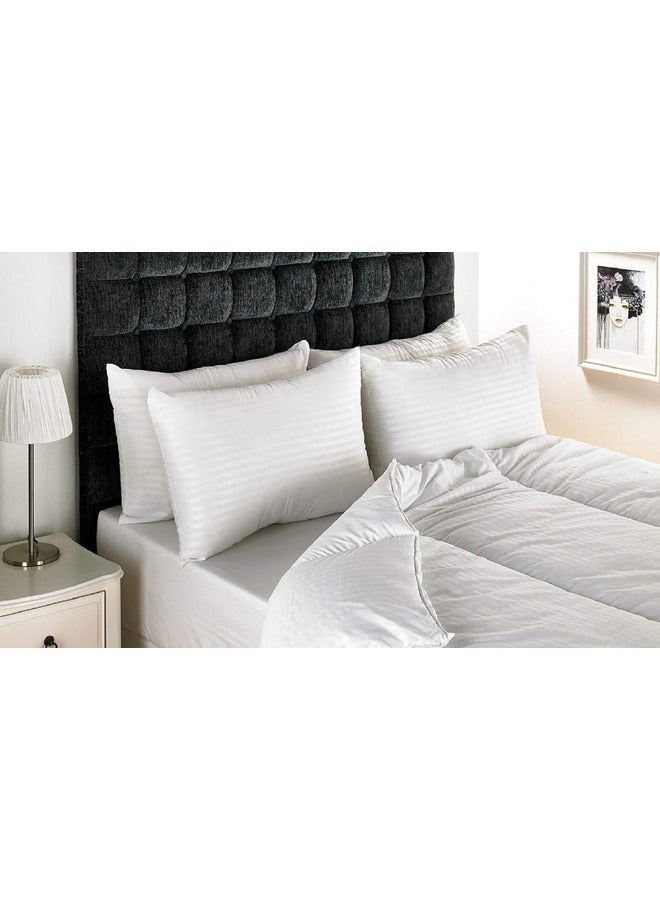 MYK 4-Piece Stripe Hotel Pillow Cotton White Bed Pillows for Sleeping Queen Size 4 Pack - Image 2