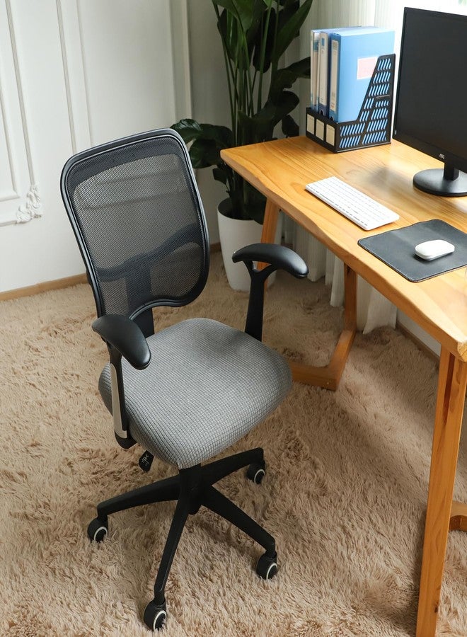FORCHEER Office Chair Seat Cover Grey Water-Resistant 18inch Stretch Jacquard Computer Chair Seat Cushion Slipcover 1 Piece Washable - Image 2