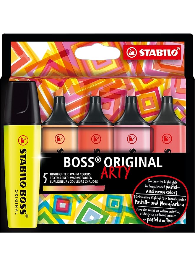 STABILO Highlighter Boss Original Arty Wallet Of 5 Warm Colors  - Image 1