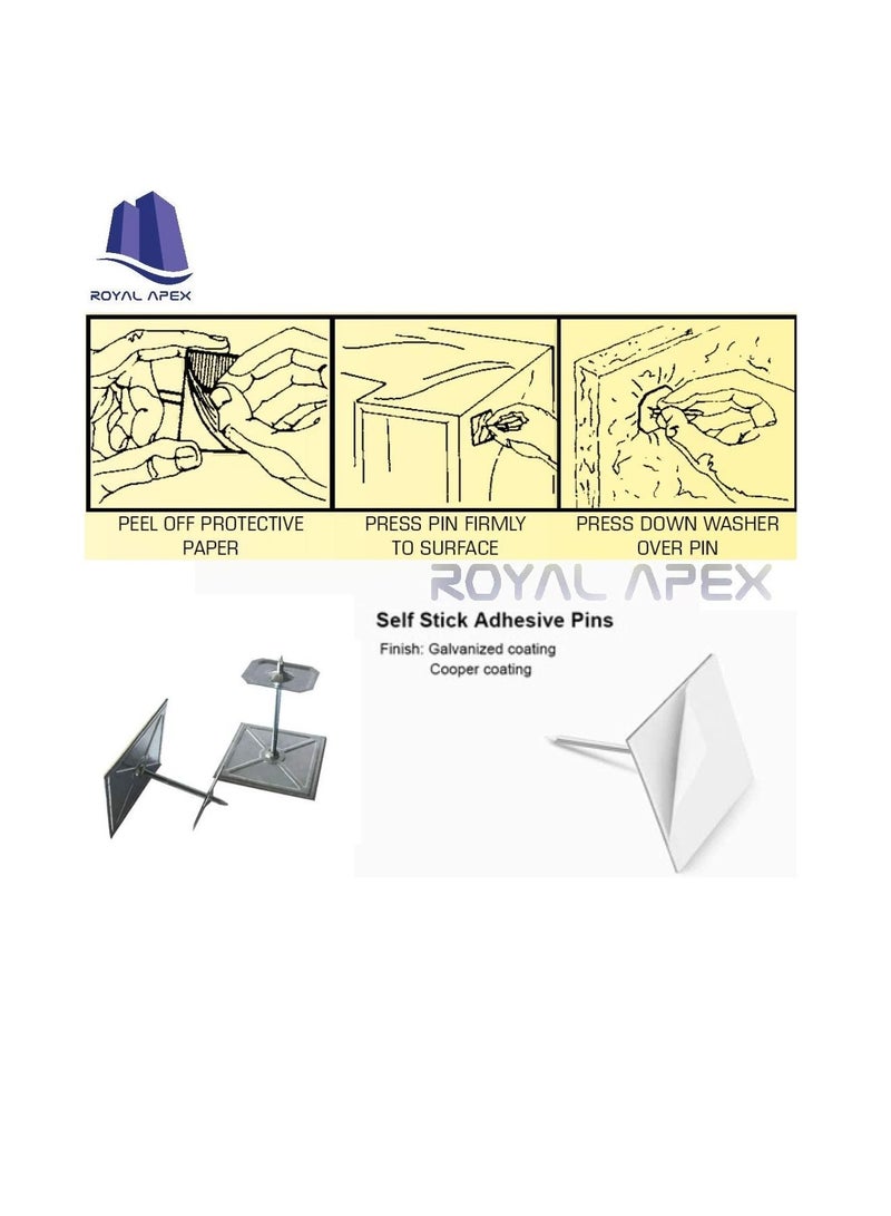 Self Stuck Up Stick Stuck up Adhesive Insulation Foam Pin with Lock Washer for Attaching Insulating Materials on Smooth Surfaces 2x2x2 Inch - Image 2
