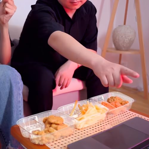AHKUNMT 25 PC Nacho Trays Disposable, 12oz Plastic Nacho Containers with Chip and Dip Holder, 6x5 In 2 Compartments Clear Snack Trays for Kids,Parties, Movie Night Supplies (Plastic-12oz-25pc) - Image 5