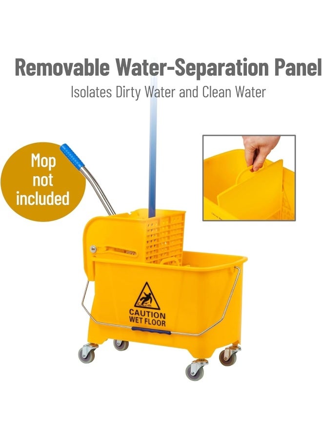 AKC Mop Bucket With Wheels & Wringer - Durable Plastic, Portable Mopping System For Home, Kitchen, Office, Garage, Efficient Wet Mop Solution (Yellow, 20 Ltr) - Image 4
