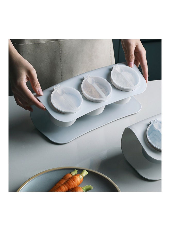 NIBEMINENT Spice Container Set with Lids Grey 28.5*11.5*12.3cm - Image 5