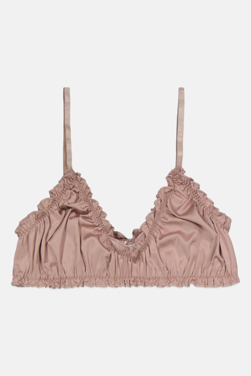 NA-KD Women Non Padded Ruffle Bralette, Dark Pink  - Image 1