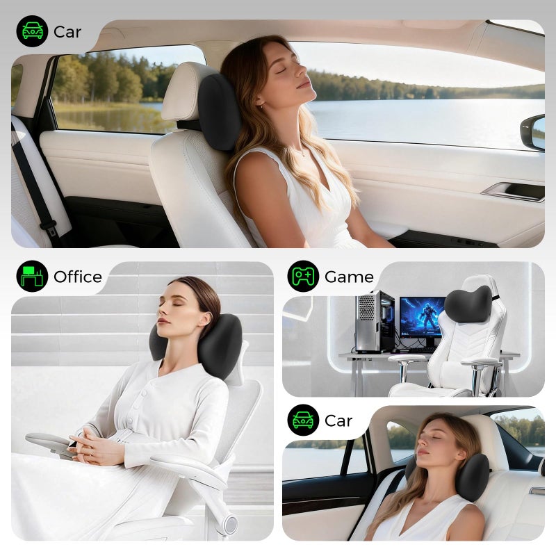 BEBAS Memory Foam Car Headrest Pillow - Breathable Neck Support Pillow for Driving, Universal Fit Cars/SUVs/Tesla/Toyota & Office Chair, Removable Cover (Black, 1-Pack) - Image 5