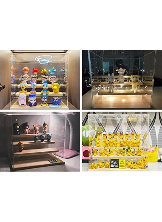 Arabest - 5 Tier Clear Acrylic Display Case for Collectibles Mini Figures Pop Mart Labubu Sonny Angel Smiski, Assemble Dustproof Display Box with Door Display Stand(Wood Base Step) - Image 1