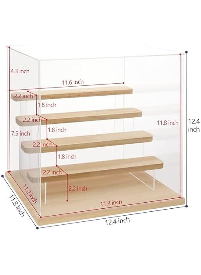 Arabest - 5 Tier Clear Acrylic Display Case for Collectibles Mini Figures Pop Mart Labubu Sonny Angel Smiski, Assemble Dustproof Display Box with Door Display Stand(Wood Base Step) - Image 1