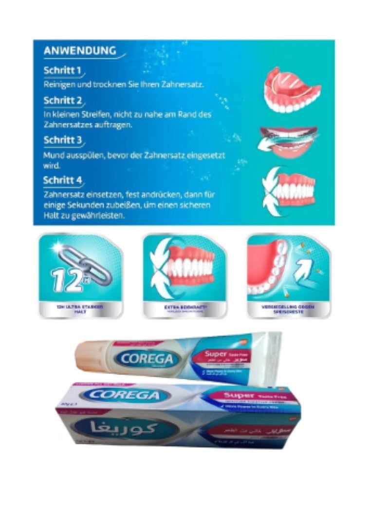 COREGA 2 Pack of Corega Strong Hold All Day Long Denture Adhesive Flavor-Free Cream 40G  - Image 5