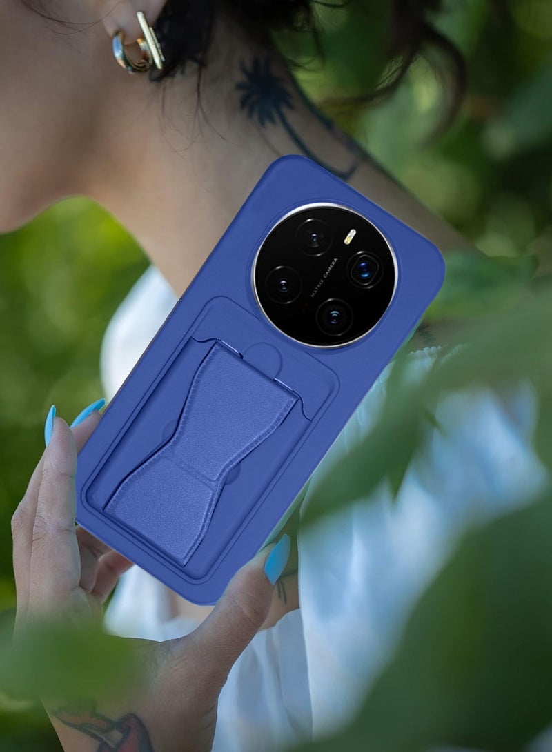 Wtech Honor Magic7 Pro 5G 2024 Silicone TPU Card Holder with Hand Grip Case Cover (MCHPSN) - Navy Blue - Image 5