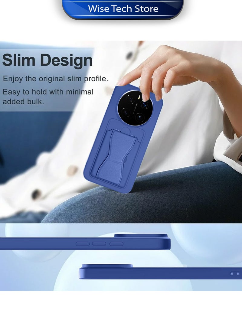 Wtech Honor Magic7 Pro 5G 2024 Silicone TPU Card Holder with Hand Grip Case Cover (MCHPSN) - Navy Blue - Image 4