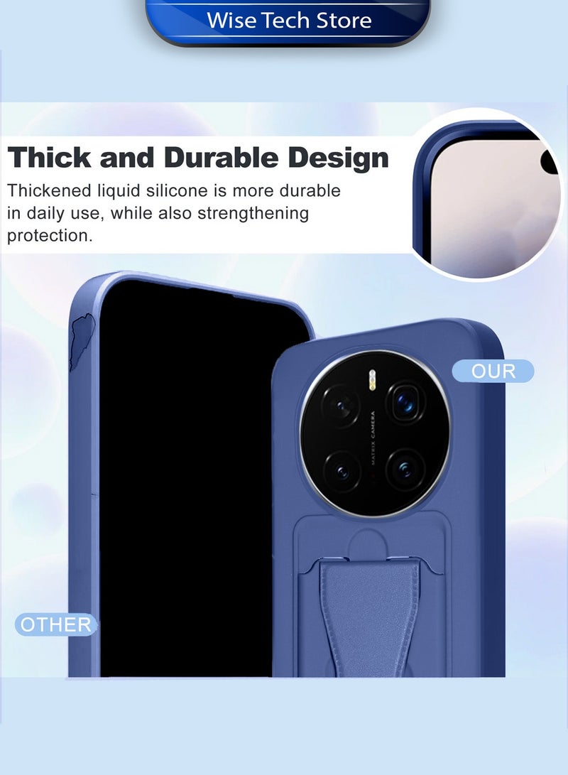 Wtech Honor Magic7 Pro 5G 2024 Silicone TPU Card Holder with Hand Grip Case Cover (MCHPSN) - Navy Blue - Image 2